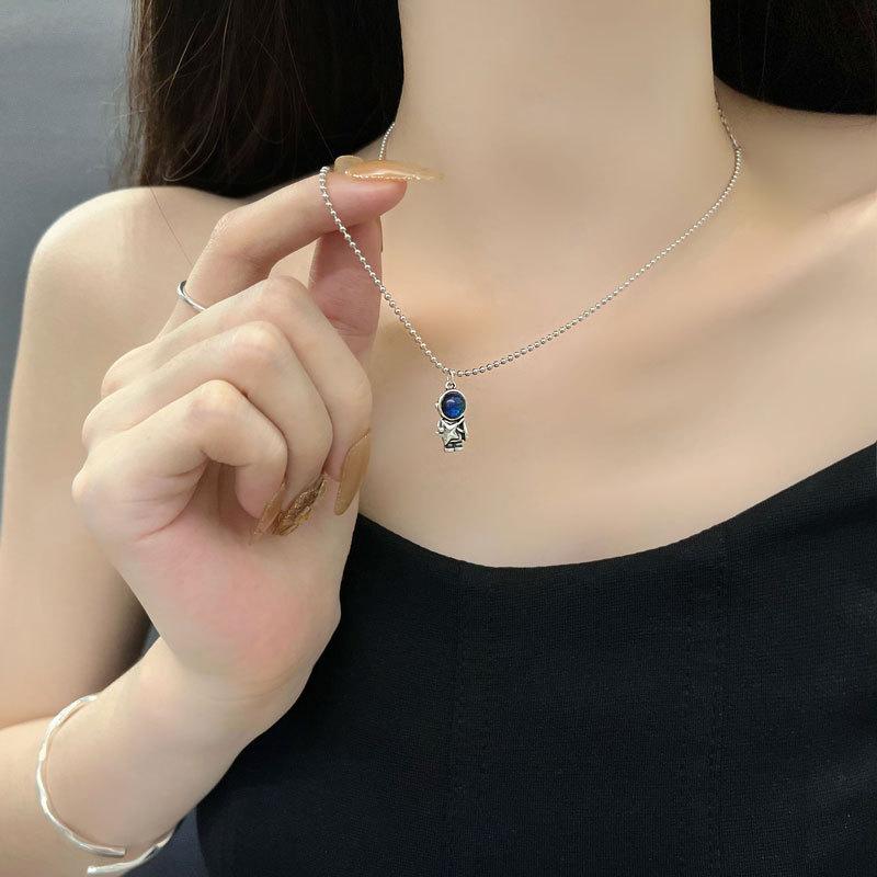 Ciężki Przemysł Design Naszyjnik Astronauta Temperament Okrągły Łańcuszek z Koralików Naszyjnik Astronauta Męski i Damski Letni Trend