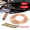 16/20PCS 25ft of 3/16" OD Copper-plated Material Brake Pipe Hose Line Piping Tube Tubing Car Roll Tube Coil With Tube Nuts