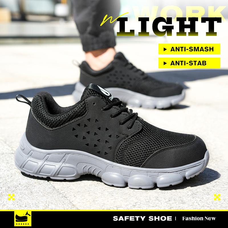 Light Breathable Sneaker Safety Shoes Men For Work Puncture-Proof Protective Male Outside Construction Steel Toe Footwear
