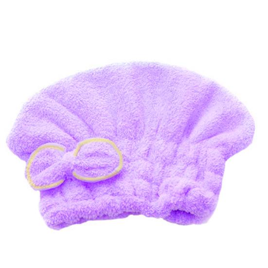 

Shower Cap Soft Super Absorbent Coral Fleece Hair Drying Cap Towel for Women Фіолетовий