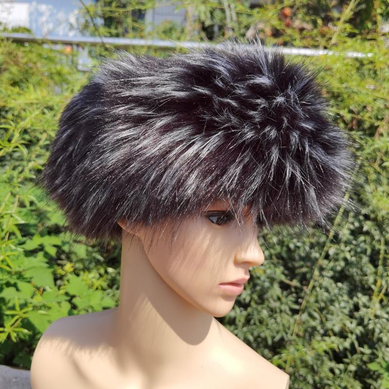 Unisex Thick Fur Dome Cap Retro Warm Flat Top Hat Outdoor Winter Accessories