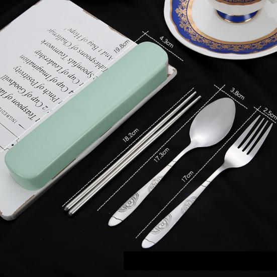 Tableware Stainless Cutlery Fork Steel Travel Camping with Spoon Chopstick Box