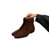 Sheepskin Version~ French Thick Heel Thin Boots Women's Shoes 2025 New Velvet Bare Boots Retro Suede Korean Small Short Boots