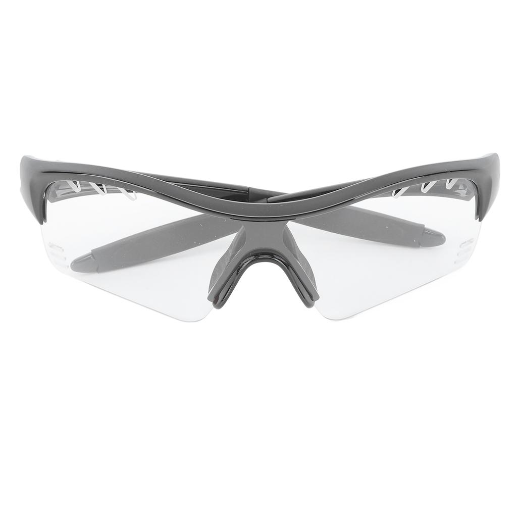 Outdoor Sunglasses Windproof UV Protection TR Ergonomics Riding Sunglasses for Hiking Children Black Frame Transparent Lens