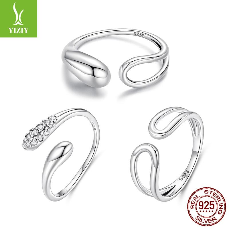 Personalized Minimalist Feng Shui Drop Open Ring Collection, Classic Fashion Men'S And Women'S S925 Sterling Silver Ring