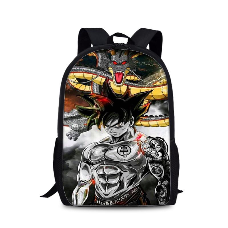 Dragon Ball Goku Printed Nylon Book Backpack For Students And Daily Use