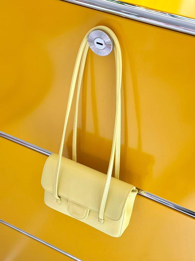 26P Preppy CoCo Genuine Leather Underarm Baguette Handbag