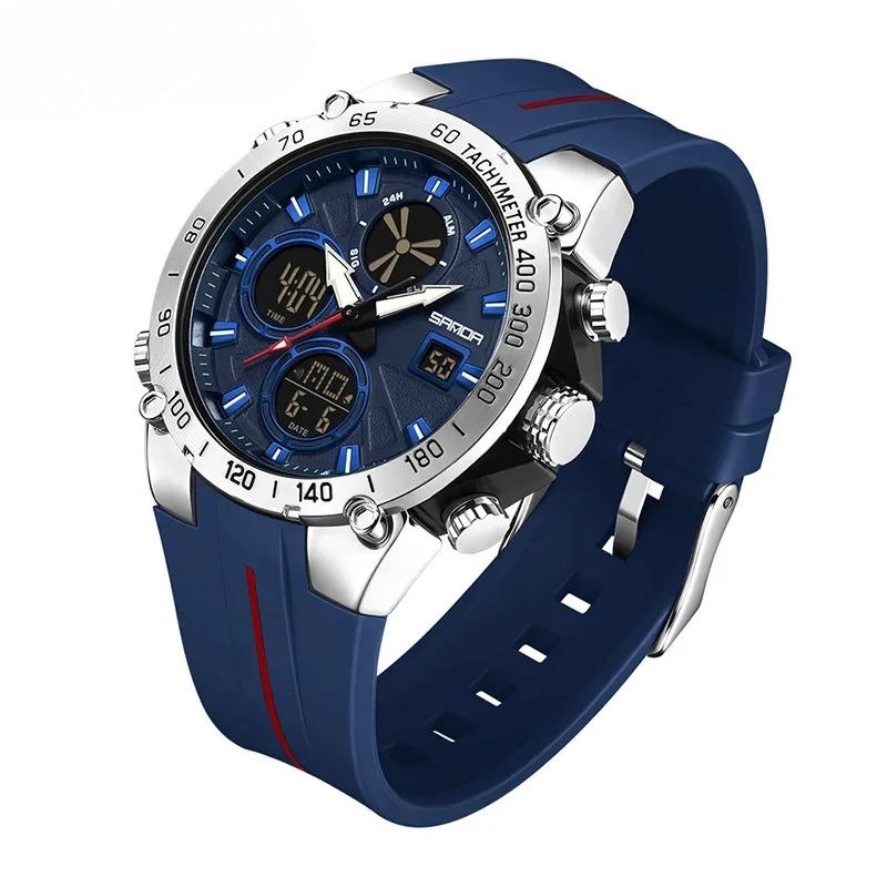 Top Fashion Men's Sports Watch Waterproof LED Analog Digital Dual Display Electronic Clock Stopwatch Men Quartz Wristwatch