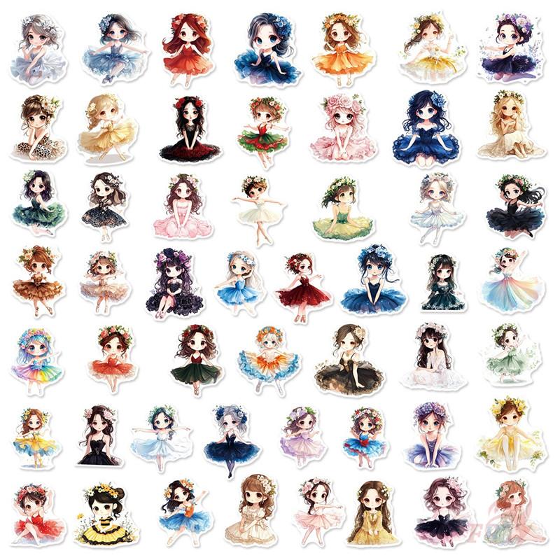 50Pcs/Set Dance Girls . Ballet Art Series 02 Stickers DIY Fashion Waterproof Doodle Decals Stickers