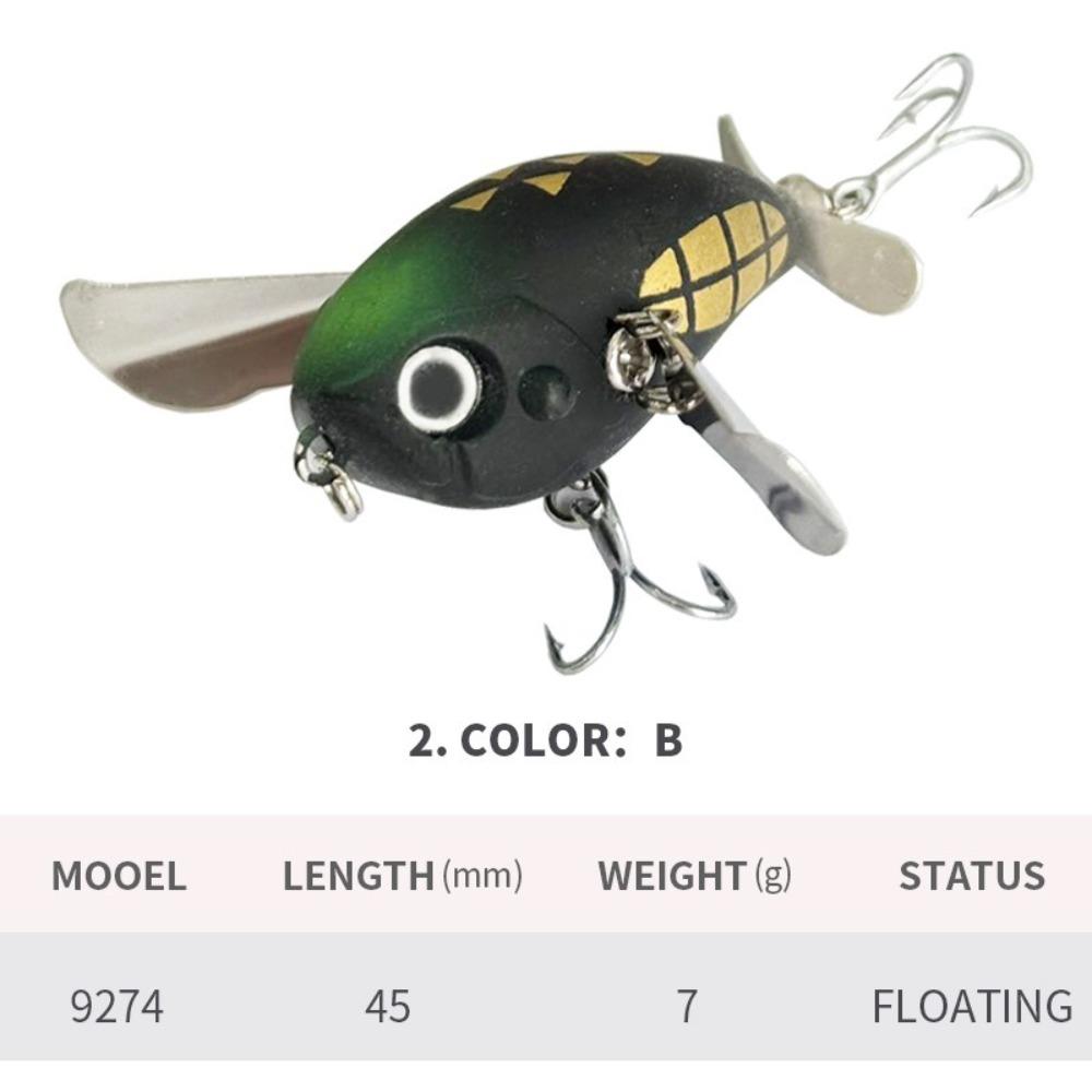 45mm Length Cicada Fishing Lure Floating Body Metal Blade Bait Cicada Lure Saltwater Fishing