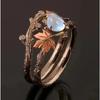 Vintage Golden Branch Maple Leaf Ring Double Layer Light Luxury Niche Design Ring Love Day Mother's Day Festival Gift