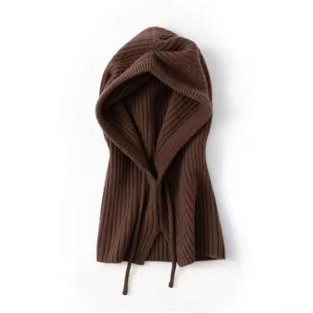High Quality Cashmere Beanie Winter Head Warmer Knitting Head with Designer Logo коричневый