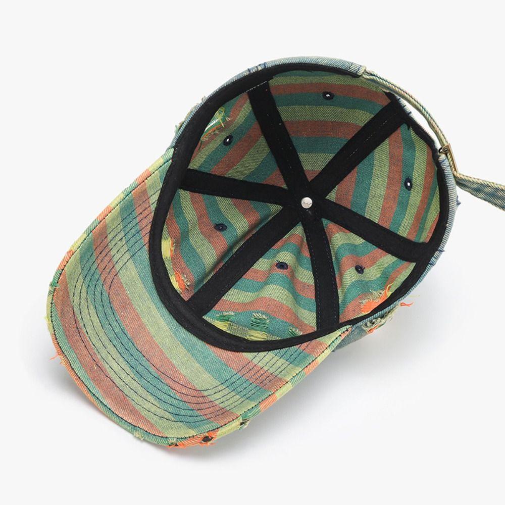 Sunscreen Unisex Retro Peaked Hat Sunshade Distressed Colorful Casquette  All Seasons
