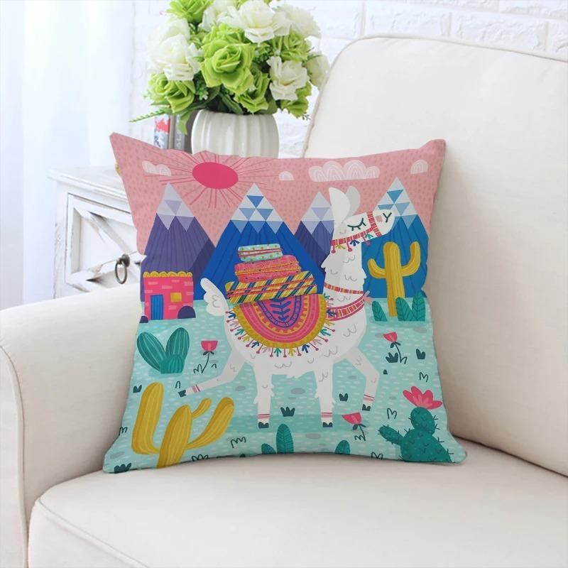 Cute Cartoon Alpaca Pillowcase Car Ornaments Office Living Room Sofa Home Pillowcase