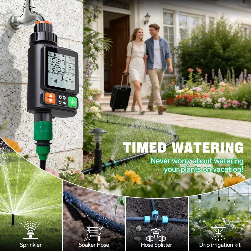 LCD Display Digital Water Flow Meter IPX5 Waterproof Electronic Water Meter  Garden Irrigation