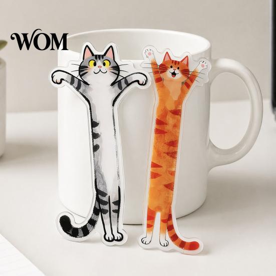 Cat Design Bookmark 5Pcs Acrylic Long Bookmark, Book Mark for Reading Women & Cartoon Men, Decorative Kitten Page Marker, Gifts Readers Lovers