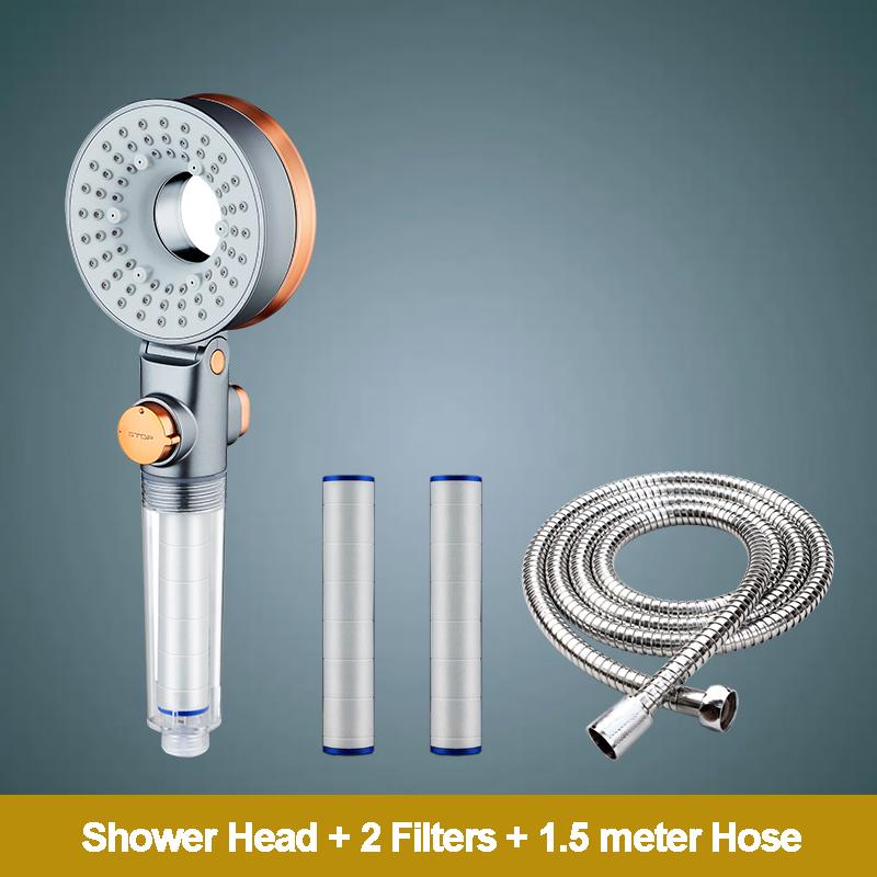 double-sided unique shower head bathroom 3 kinds of spray water-saving filter round rainfall adjustable nozzle booster sprayer