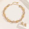3 Pcs Rhinestone Imitation Pearl Earrings Necklace Set Two-Piece Vintage Choker Accessory Light Luxury Jewelry Sets Wedding