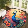 Peacock Flower Style Flannel-printed Round Floor Mats Are Slip-resistant Suitable for Living Room Bedroom Terrace Garden Carpets