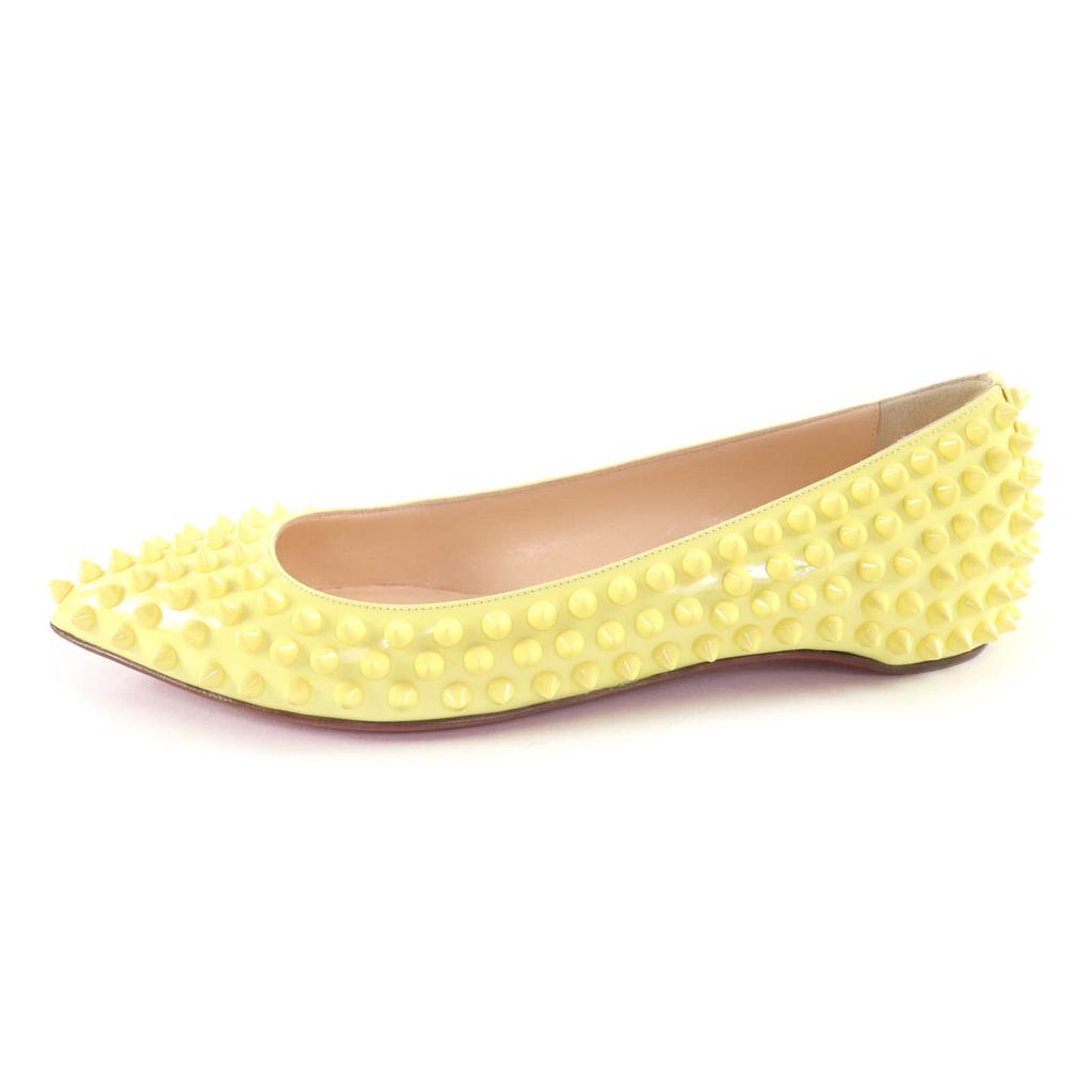 Ausgezeichnete Christian Louboutin Pumps mit Nieten, spitze Ballerinas, gelb, Damen 35, gebraucht