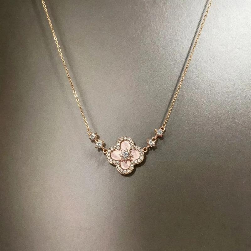 Pink Small Flower Four Piece Set Adjustable Micro Paved Delicate Jewelry For Women