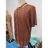 Mens Short Sleeve Knit Polo Shirt Color Block Contrast Collar Button Down Textured Casual Top For Summer