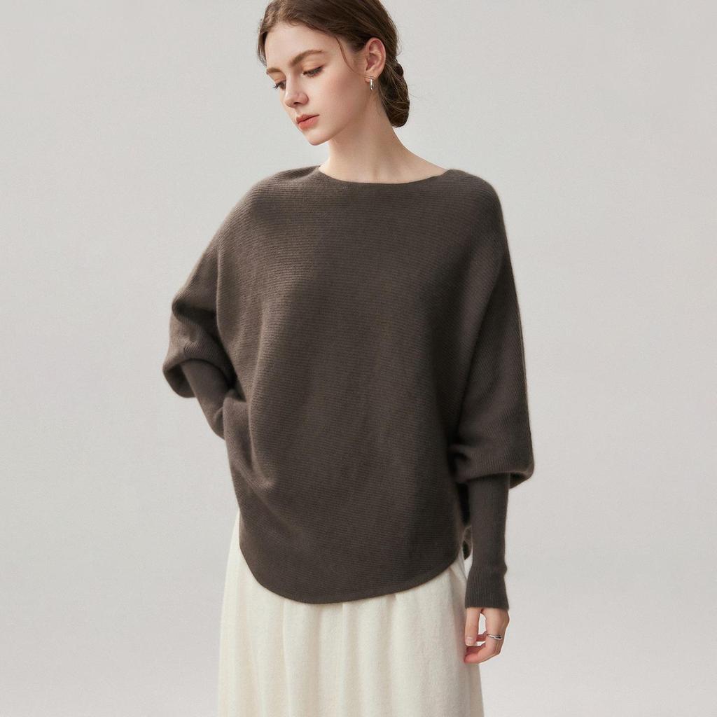 Women's Irregular One-Shoulder Cashmere Blend Batwing Sleeve Knit Cardigan