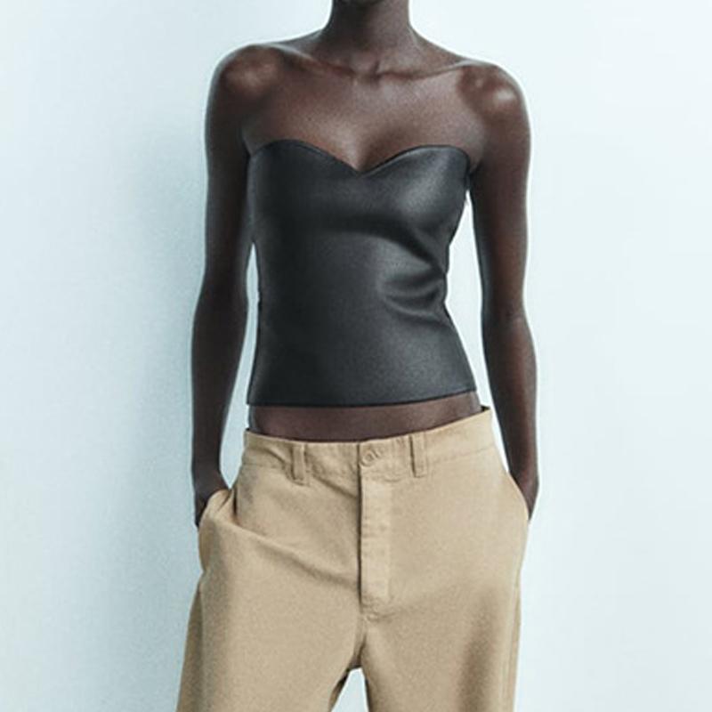 

Жіночий елегантний безрукавковий топ Новий весняно-літо Однотонний повсякденний укорочений жіночий безрукавковий тонкий безрукавковий топ без рукавів Приталений жилет 231 M чорний