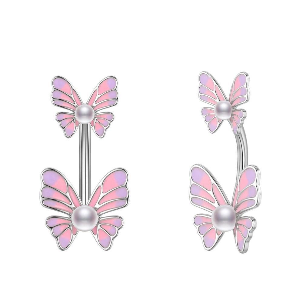 Flower Zircon Navel Ring Butterfly Heart Belly Button Ring Fashion Body Piercing Jewelry  Gift