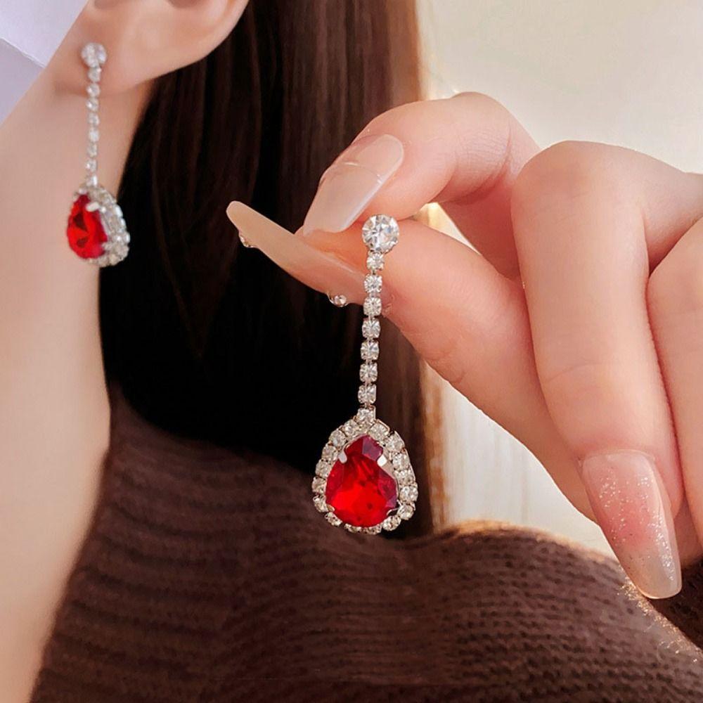 Crystal Earrings Water Drop Necklace Wedding Party Rhinestone Jewelry Set  Banquet