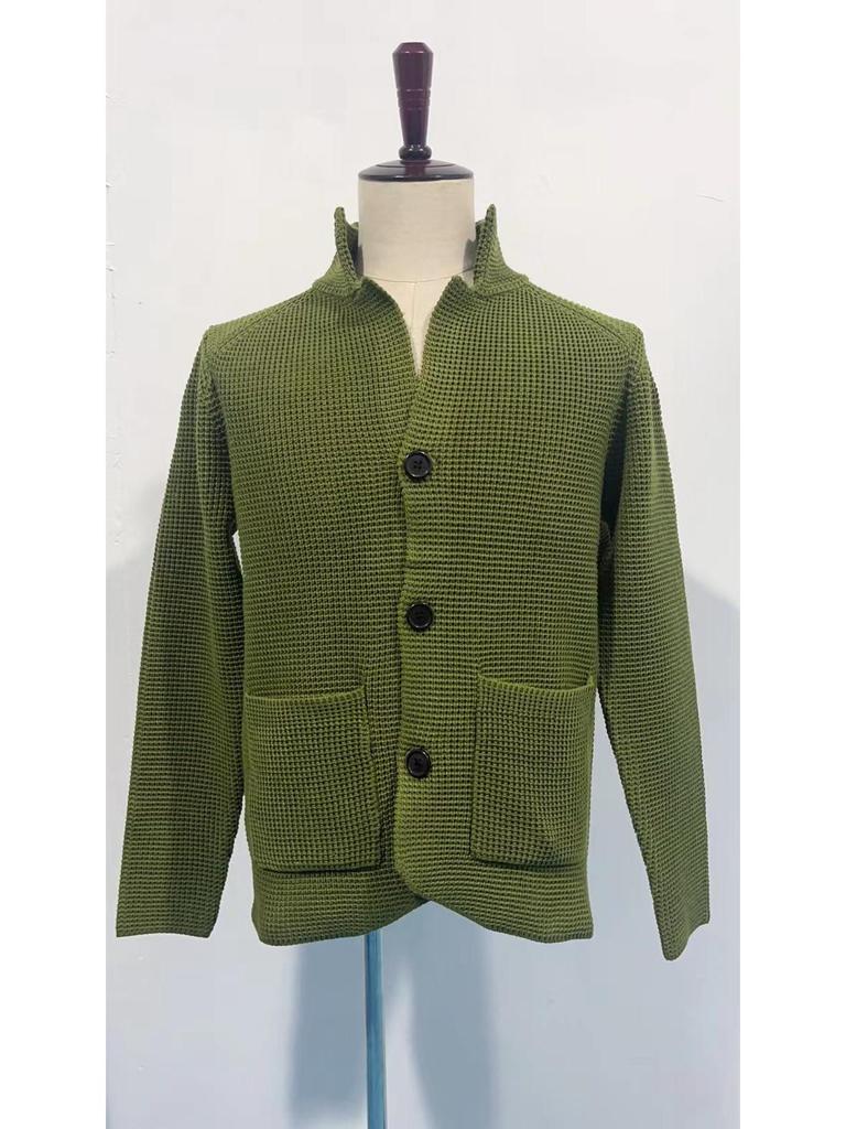 Men's Slim Fit Knitted Sweater - Solid Color, Turn-Down Collar, Long Sleeve, Trendy Brand for Fall/Winter