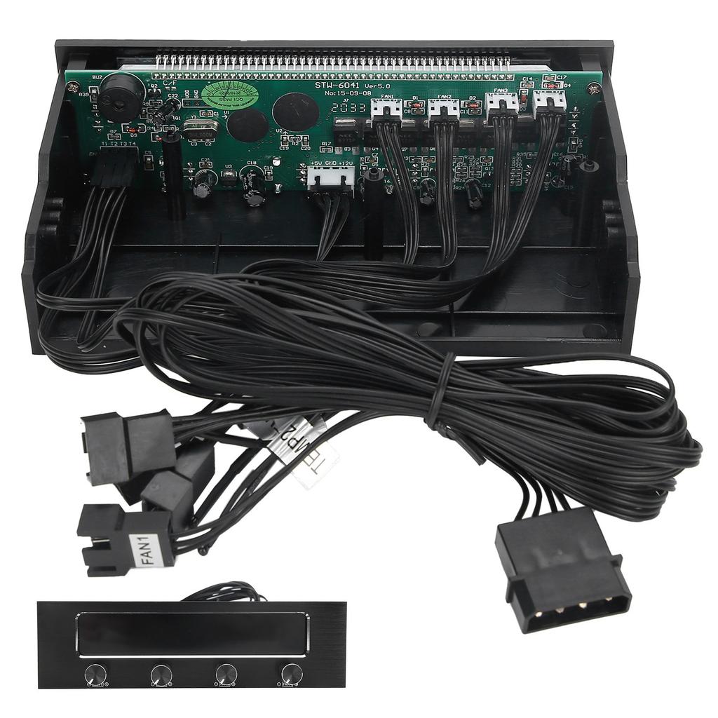 STW‑6041 Fan Controller for Computer CPU Multifunctional 4 Channel Front Panel LCD Display