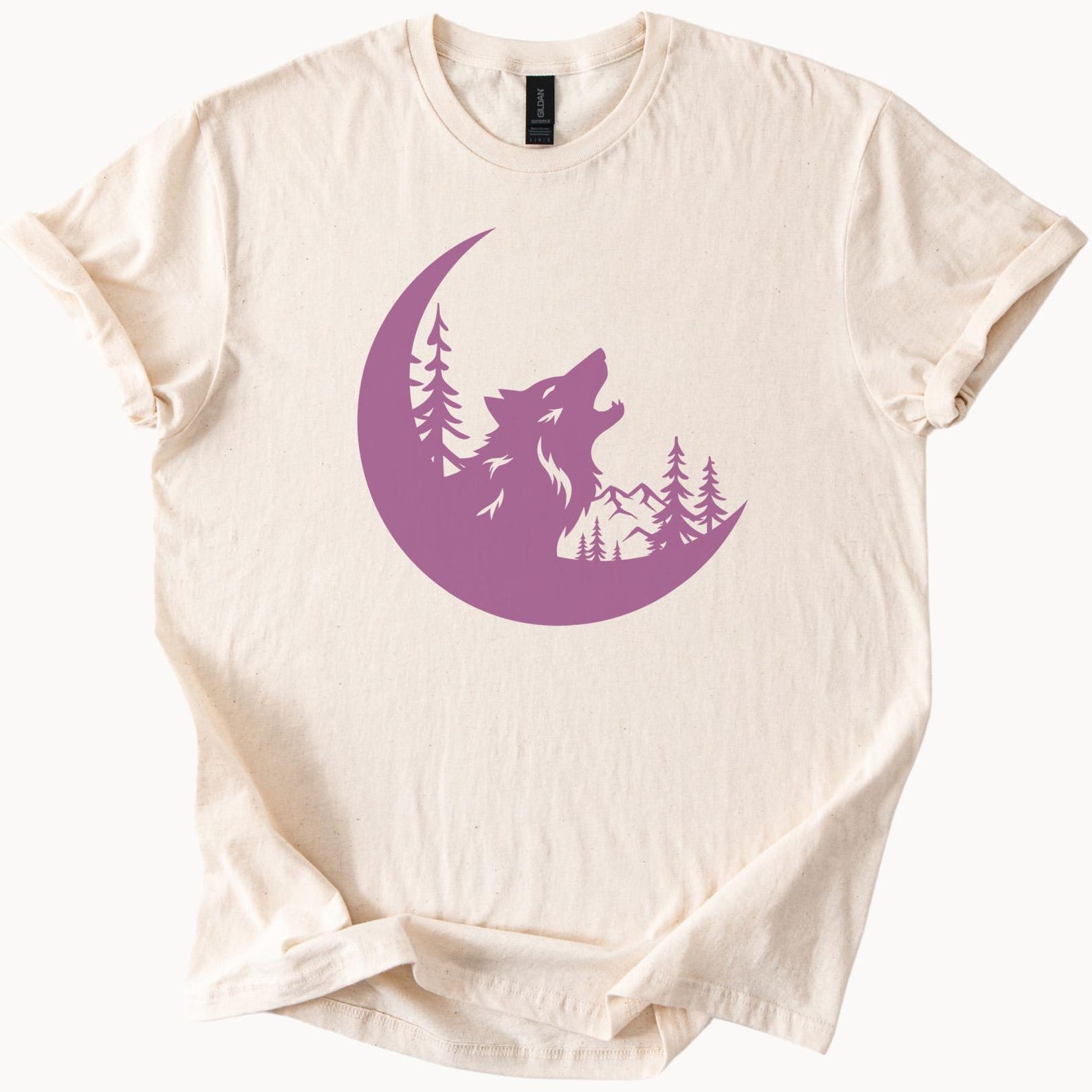 Howling Wolf Forest Moon Graphic Shirt Nature Mountain Tree Art Tee Wilderness Animal Lover Landscape Silhouette TShirt Outdoors 160