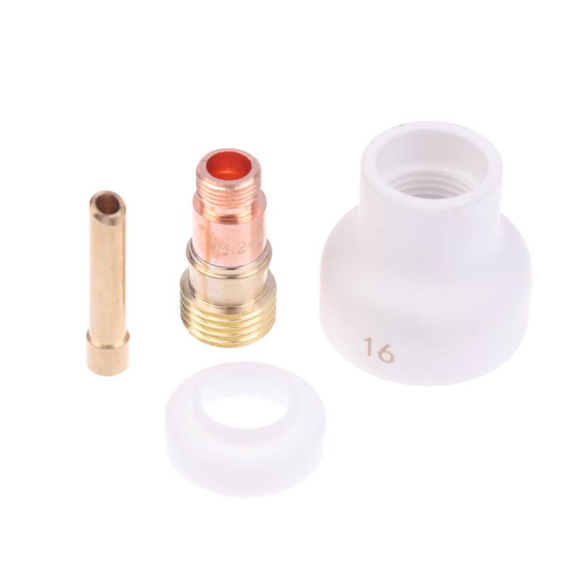 4 Buc Sudură Tig 1.6/2.4/3.2Mm Duze Ceramice Albe Kit Cupe Alumina Torțe Wp17 18 26 Corp Pensetă Scurtă Set Lentilă Gaz
