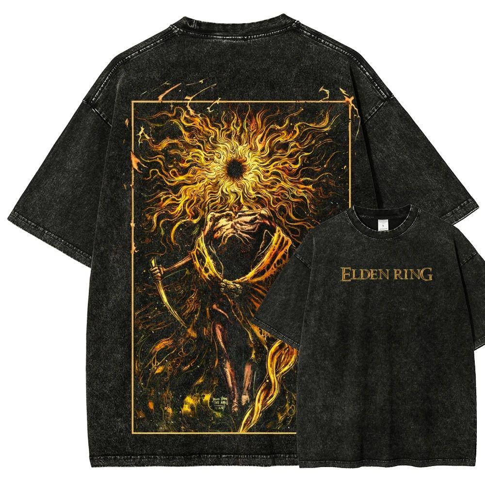 T-shirt Imprimé Sufferer Vintage Homme Esthétique Gothique Tee Lavé Vintage 100% Coton Poids Lourd Streetwear Art Fantastique Sombre