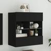 VidaXL TV Cabinet with LED Lights, Wall-Mounted TV Unit with Shelves, Hanging TV Stand for Living Room, Modern, Black 837093