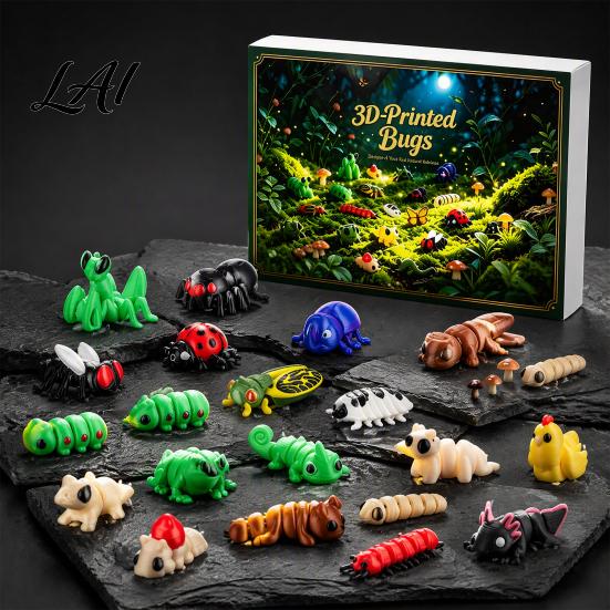 3D Printed Movable Joint Figures 2026 Christmas Advent Calendar 24 Days Insect Fidget Toy Countdown Flexible Limb Play Sets Pcs Mini Articulated