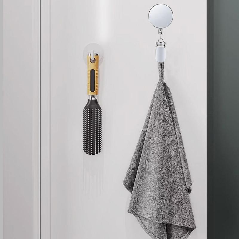 Retractable Wire Rope Towel Clip With Suction Cup Strong Adhesive Towel Hangers For Bathroom Kitchen And Travel Use