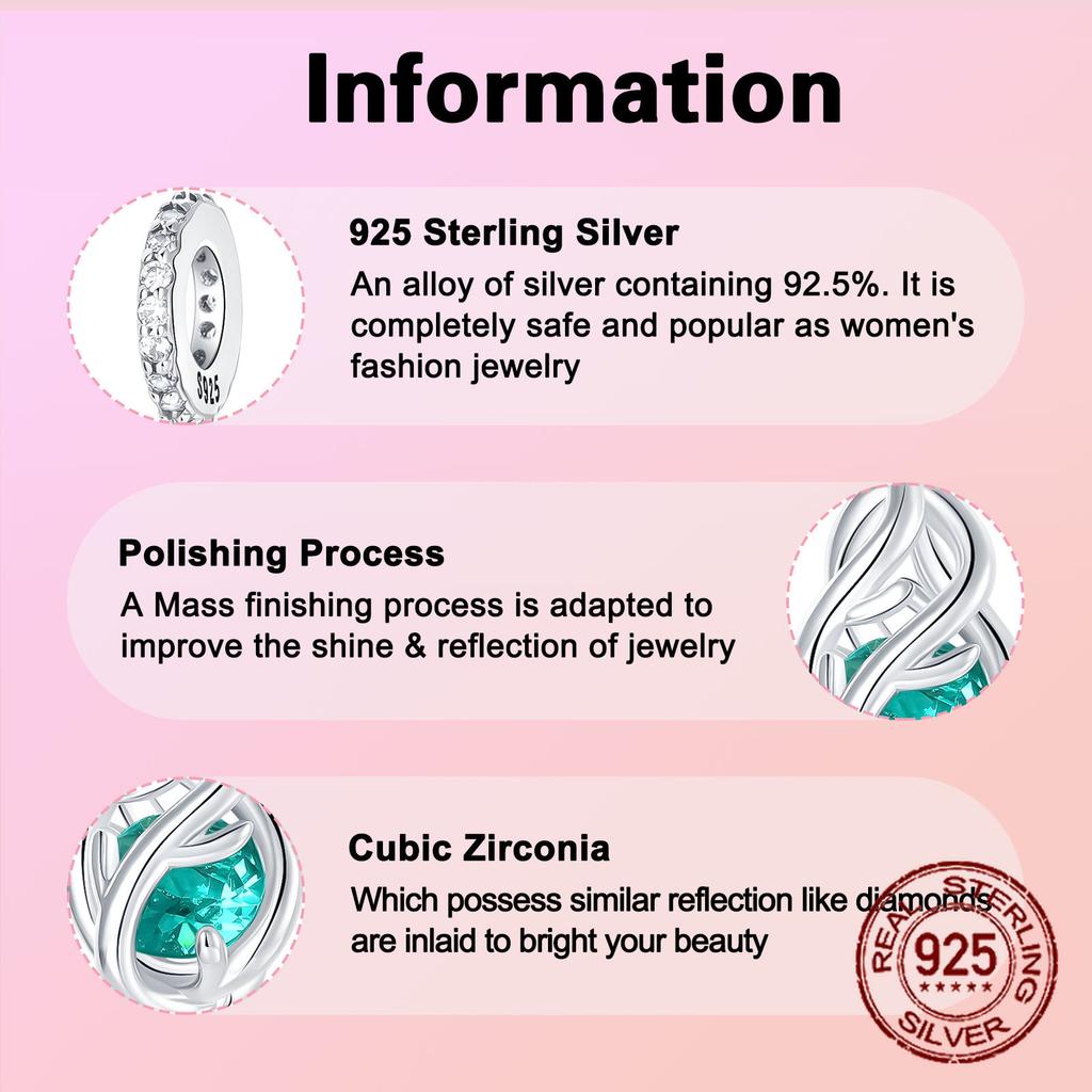 copper Scrollwork Vine Openwork Design Green Zircon Pendant Compatible With Authentic Charm Bracelets Women Do It Yourself Jewellery Gift