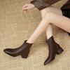 Coarse Heel Fleece Short Boots Women's Spring and Autumn Single Boots French Skinny Boots Martin Pointed Boots Women's Boots