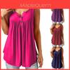 Eleganti Bluse Tunica Svasate da Donna con Scollo O e Volant in Chic Design Senza Maniche con Bottoni