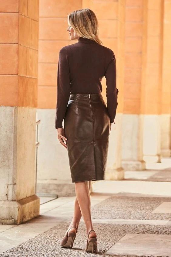 Leather Genuine Belt Women's Skirt Lambskin Unique Handmade Brown Soft