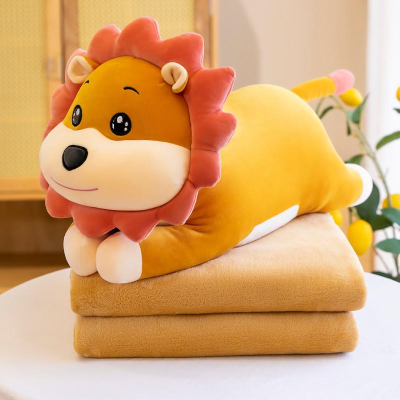 

Animal Cartoon Pillow Blanket Set Pikachu Unicorn Pig Hamster Plush Toy Gift Lion