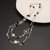 2023 Glass Pearl Double Layer Long Pendant Necklace for Women