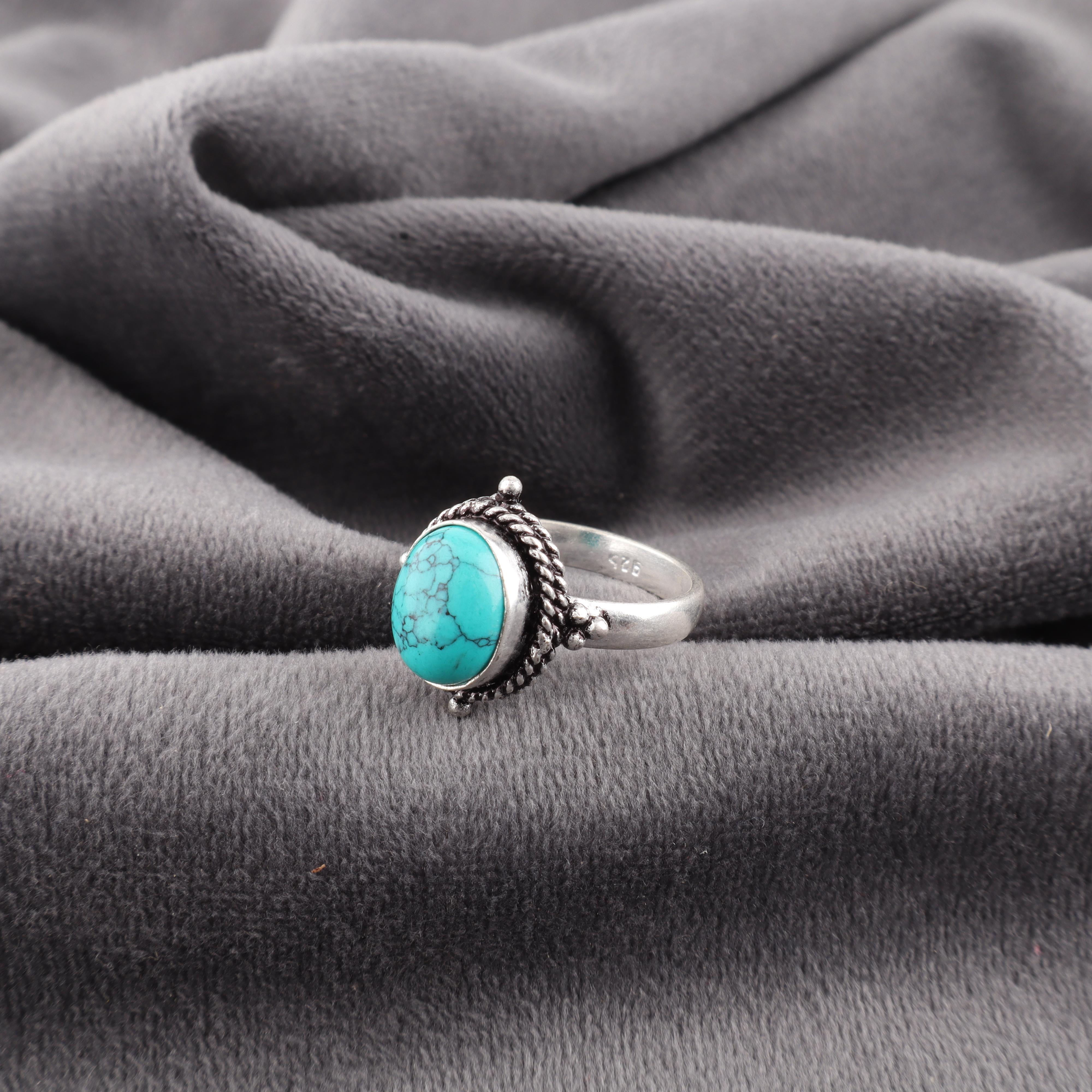 

Синее Бирюзовое Кольцо из Драгоценного Камня Ручной Работы, Кольцо из Стерлингового Серебра 925 пробы, Богемное Ювелирное Кольцо, Привлекательное Серебряное Кольцо в Подарок Жене 7 синий