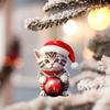 Charming Cartoon Cat Christmas Tree Ornament In Colorful Acrylic For Car Decoration