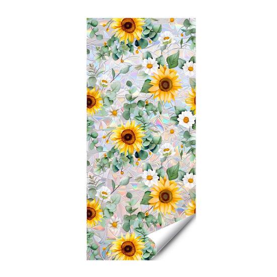 Decorative Window Decal Sun Catcher Static Film, Flower Butterfly Self-Adhesive Glass Sticker, Anti-Glare Tint Removable Privacy Cling for Home Office