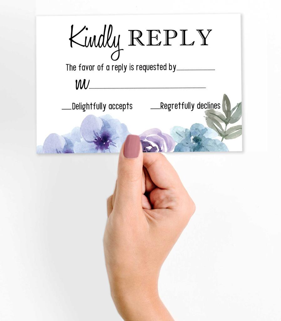 Inkdotpot 50 Blank RSVP Cards With White Envelopes Floral 4"x6" Response Cards-RSVP Reply Card For Wedding-Bridal Shower-Baby Shower-Rehearsal