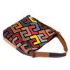 Leather Women'S Bags Trendy Geometric Patterns Contrasting Colors Long Tote Bags Shoulder Bags