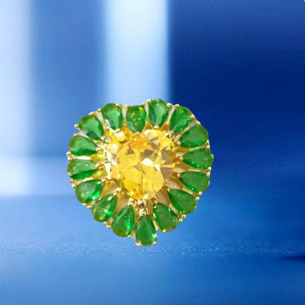 Type Magnetic Buckle With Diamonds, Two-Color Yellow-Green Brooch, High-End Sense, Niche Simplicity, No Damage To Clothes, No Holes, Small Brooch